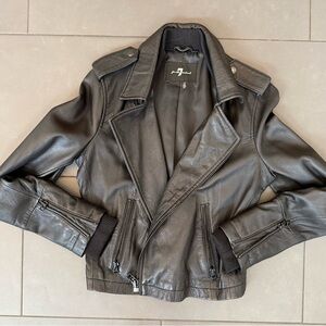 7 For All Mankind Black Leather Jacket